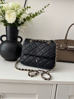 Quilted Mini Black Crossbody Bag with Gold Chain Strap